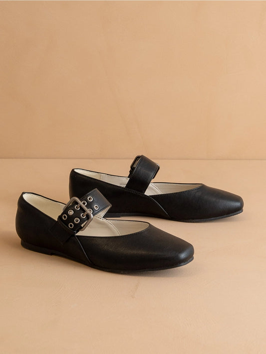 The Soho | Black Ballet Flat with Buckle