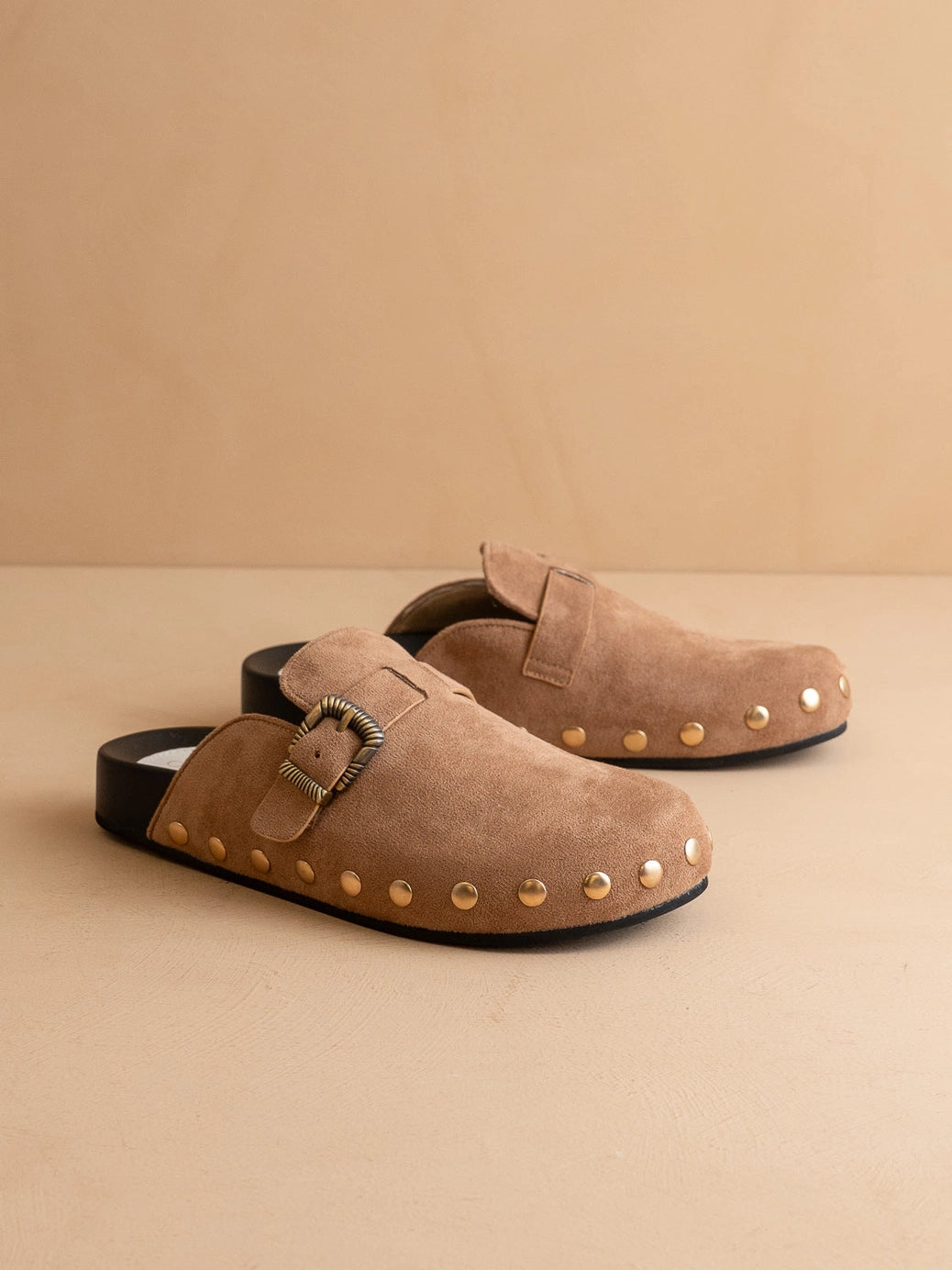 PRE-ORDER The Toni | Latte Studded Buckle Clog