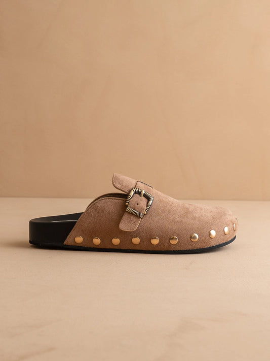 PRE-ORDER The Toni | Latte Studded Buckle Clog